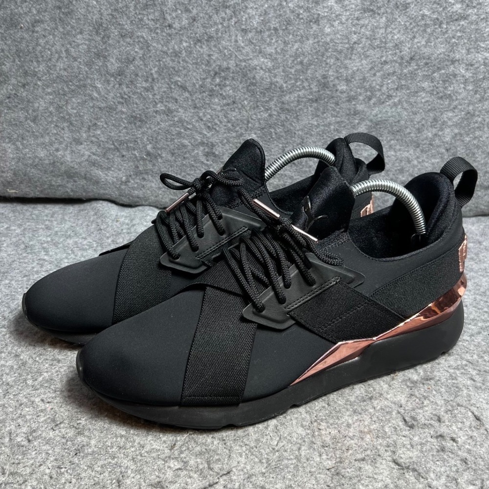 Puma Muse Echo Women Black Rose Gold Metallic Ignite Crisscross Sneakers Size 11